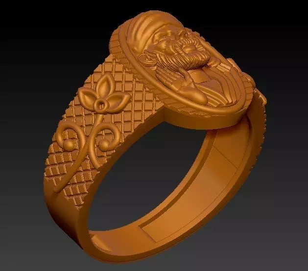 sai baba jewellery ring 3D model_0