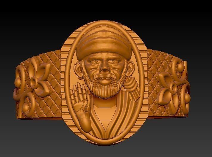 sai baba jewellery ring 3D model_1