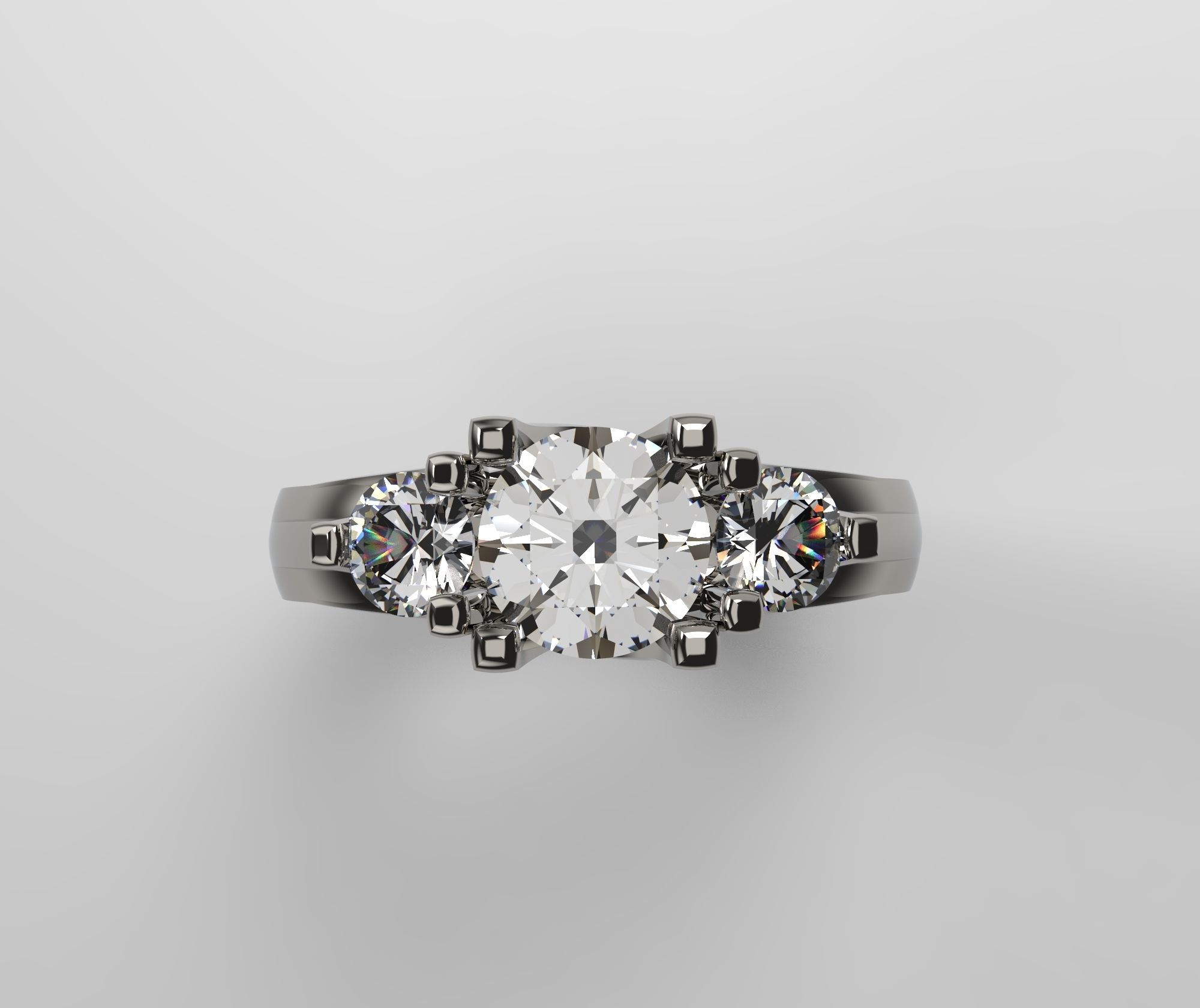 Model 176 Three Stone Ring 3D print model_2