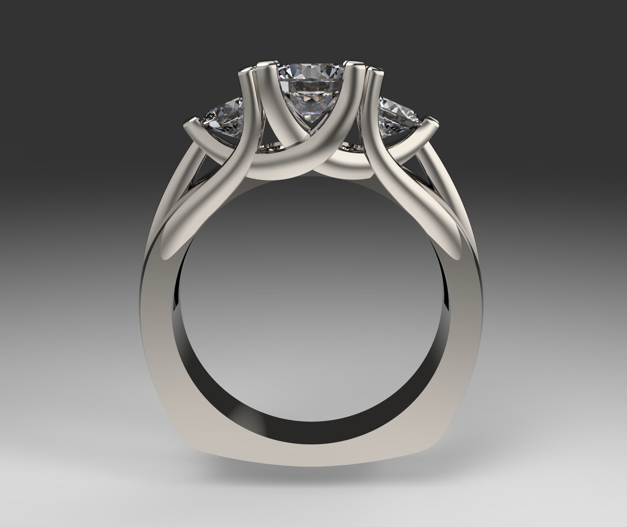Model 176 Three Stone Ring 3D print model_1