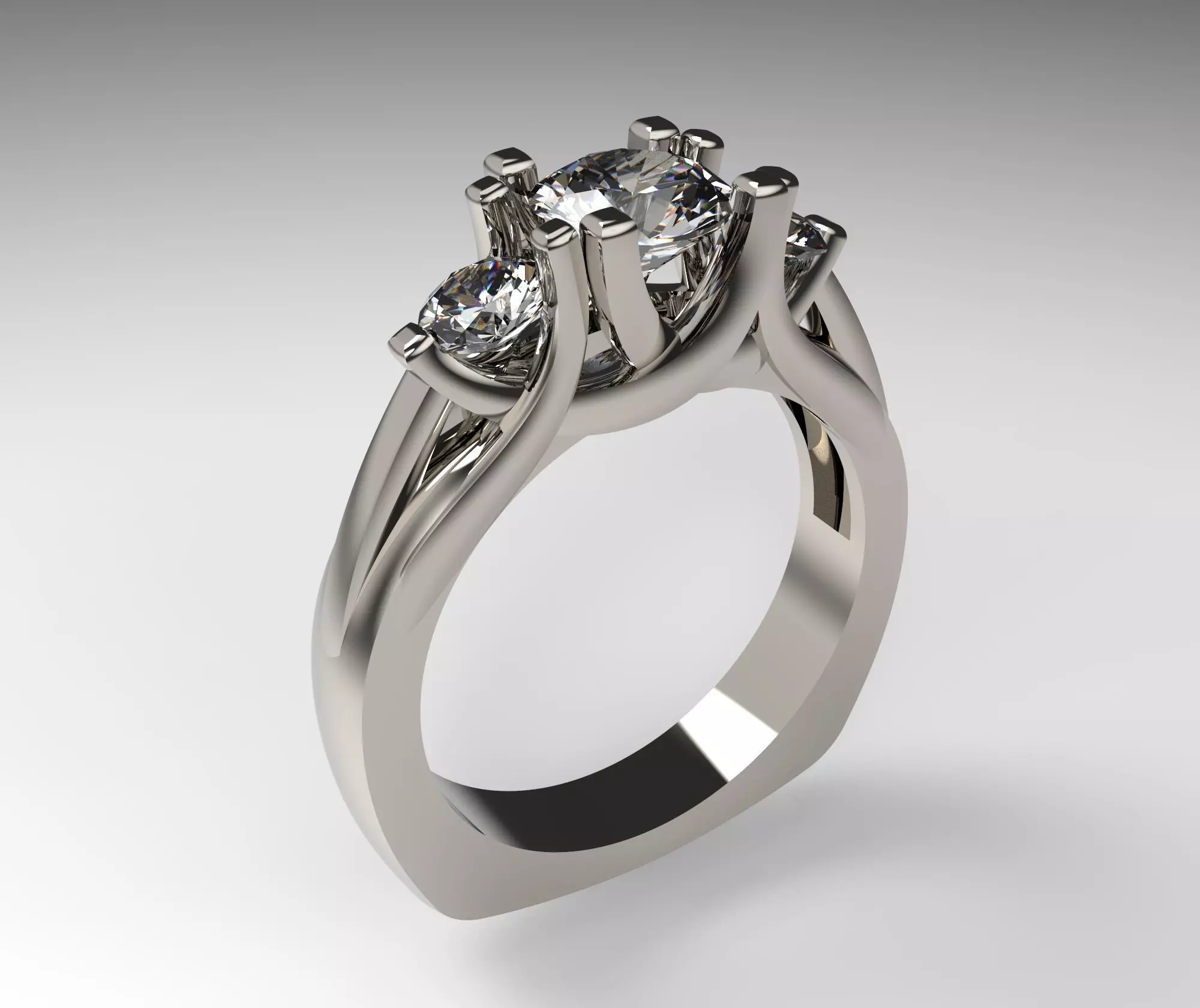 Model 176 Three Stone Ring 3D print model_0