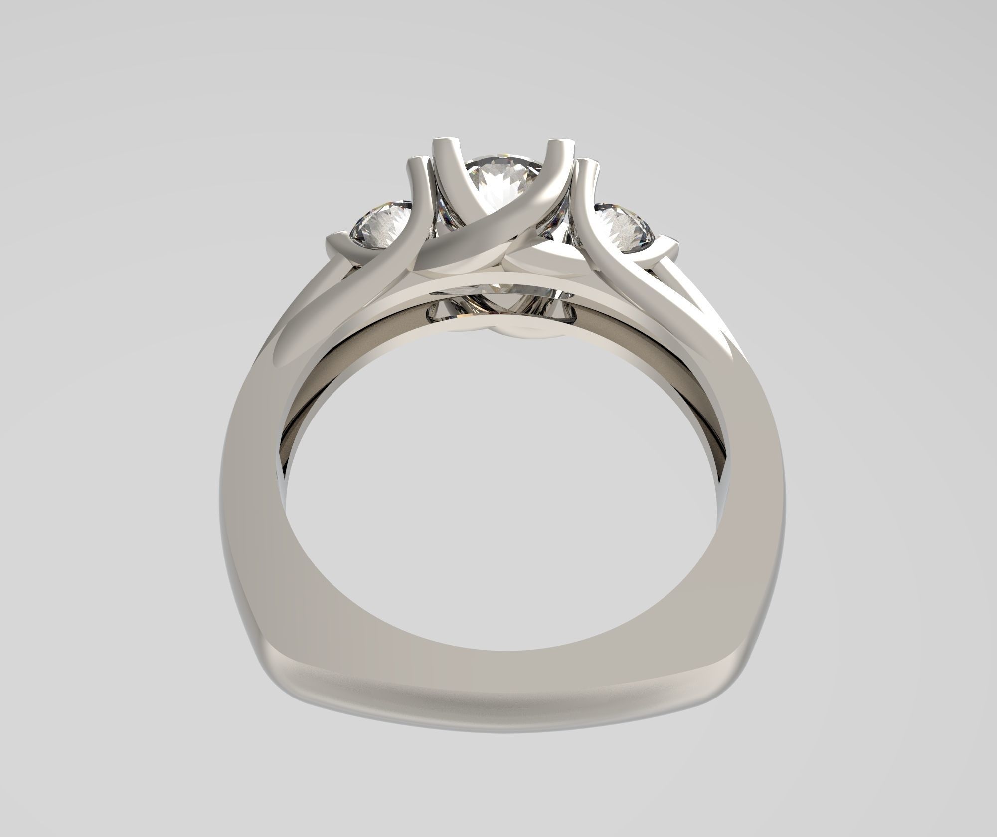 Model 176 Three Stone Ring 3D print model_4