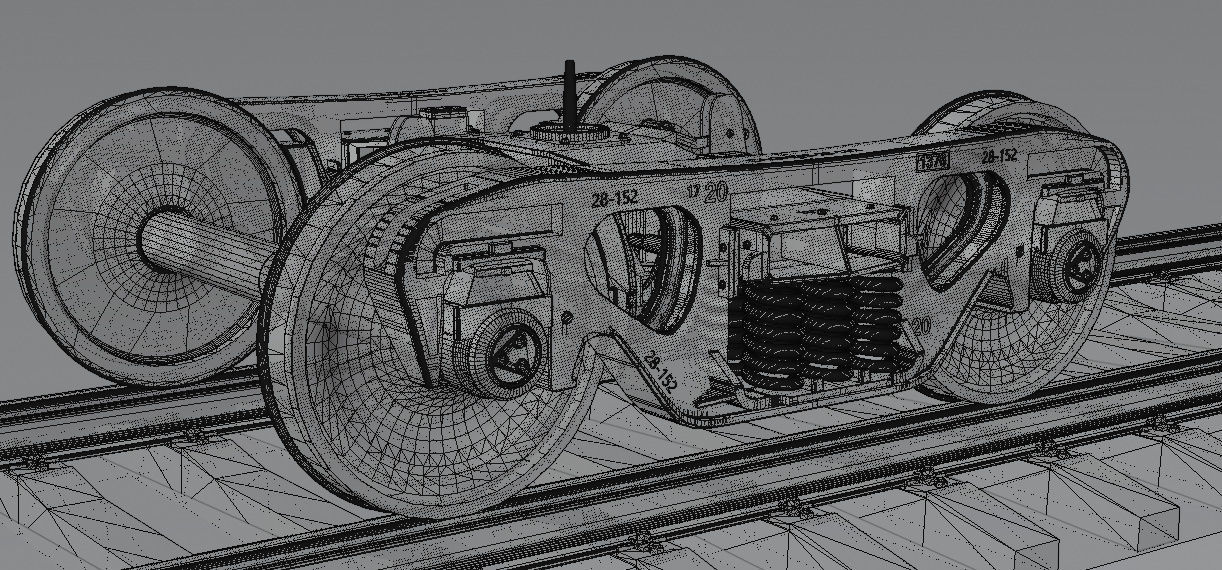 Railway flatcar wagon 3D model_20