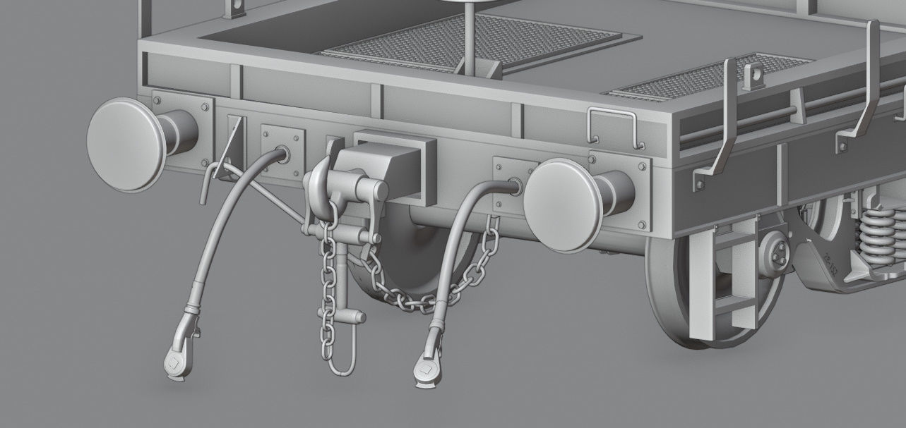 Railway flatcar wagon 3D model_15