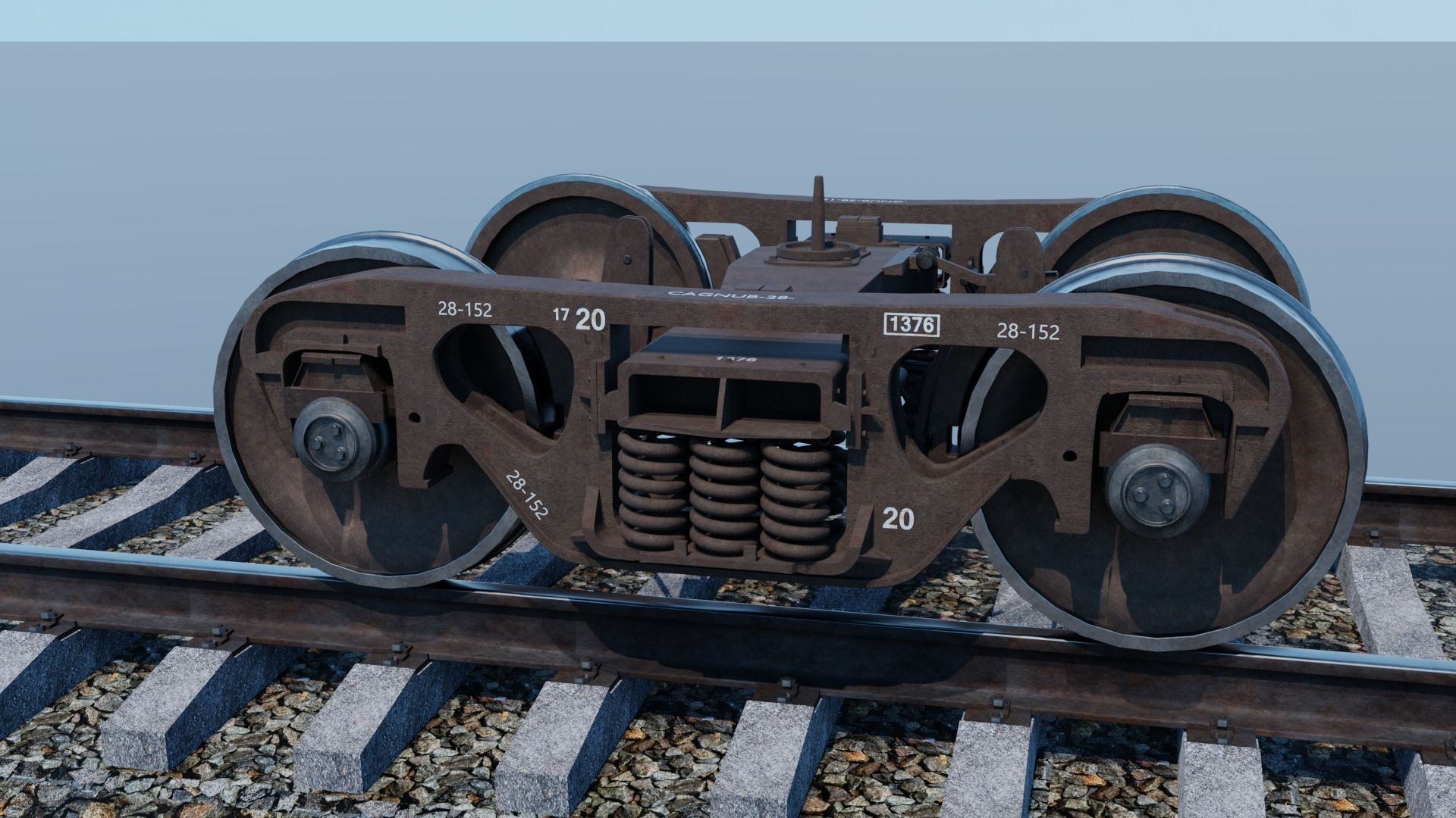 Railway flatcar wagon 3D model_10