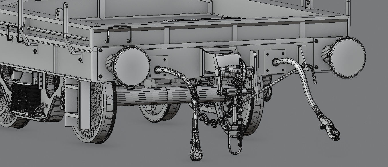 Railway flatcar wagon 3D model_16