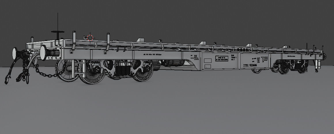 Railway flatcar wagon 3D model_14