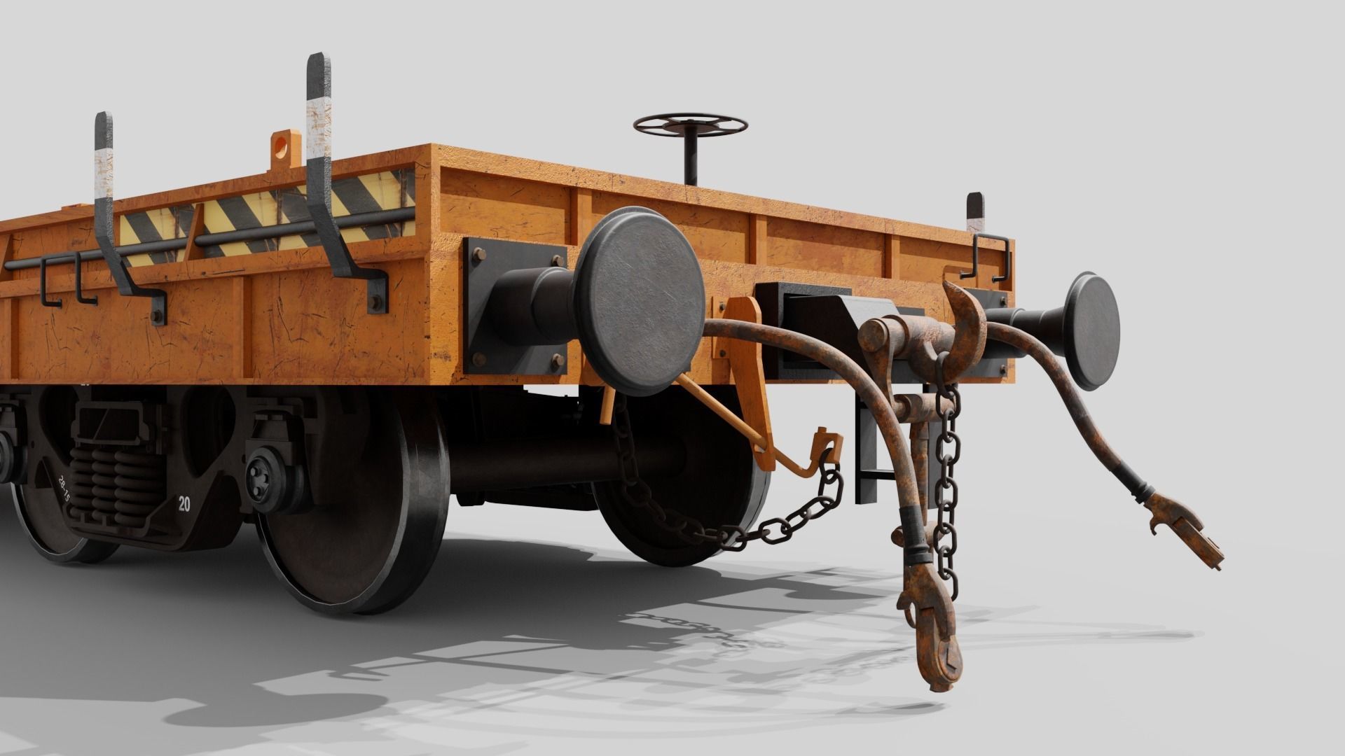 Railway flatcar wagon 3D model_3
