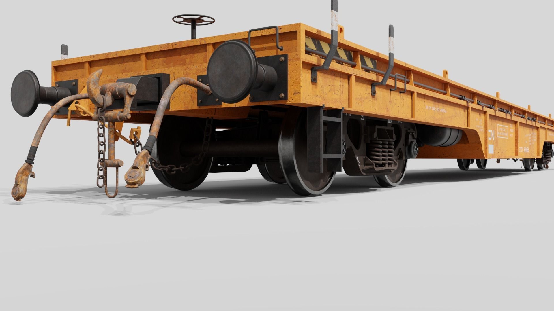 Railway flatcar wagon 3D model_1