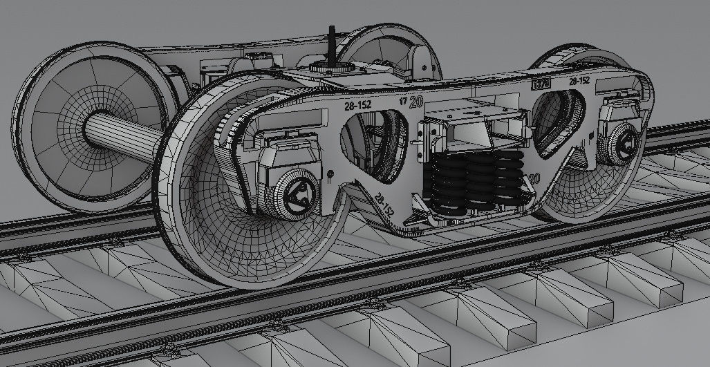 Railway flatcar wagon 3D model_18