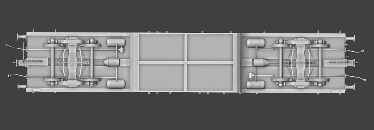 Railway flatcar wagon 3D model_12