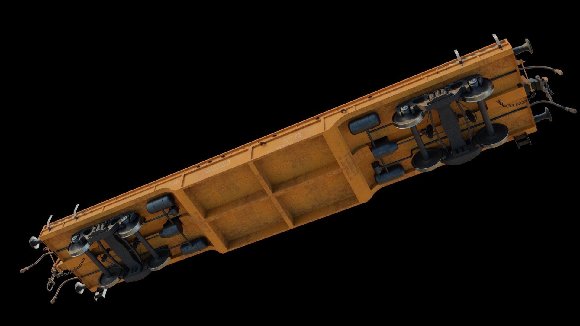 Railway flatcar wagon 3D model_5