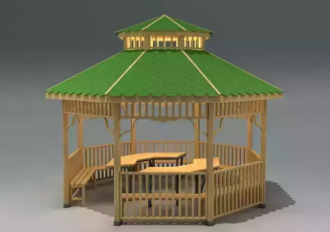 Outdoor Garden Gazebo Model Low-poly 3D model