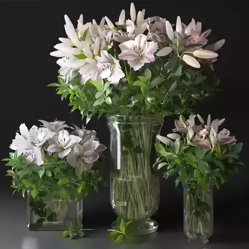 Pink lily crystal vases bouquet arrangement