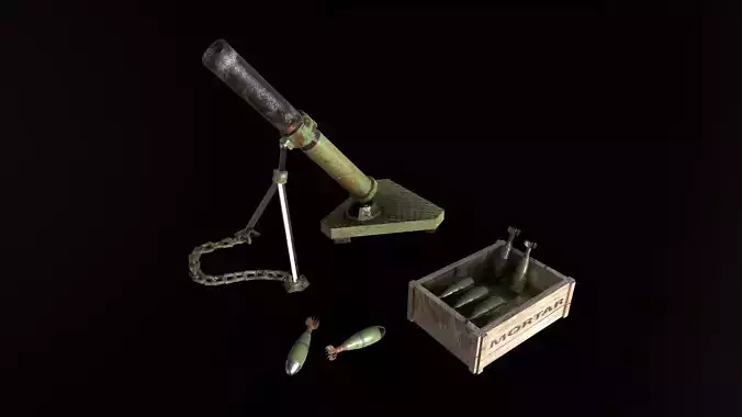 Mortar 3d Model grenade launcher