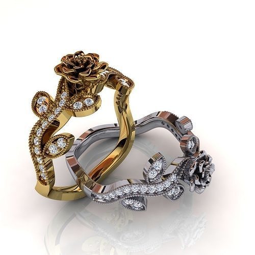 Royal Rose Woman Diamond Ring  3D print model