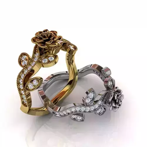Royal Rose Woman Diamond Ring  3D print model