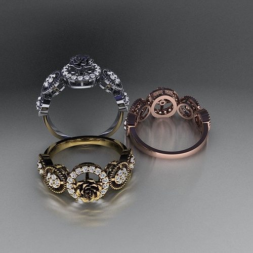 Luxury Rose Woman Diamond Ring  3D print model