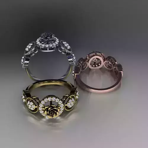 Luxury Rose Woman Diamond Ring  3D print model