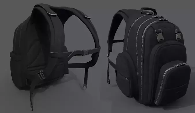 Backpack military Scifi low poly combat soldier armor baggage 