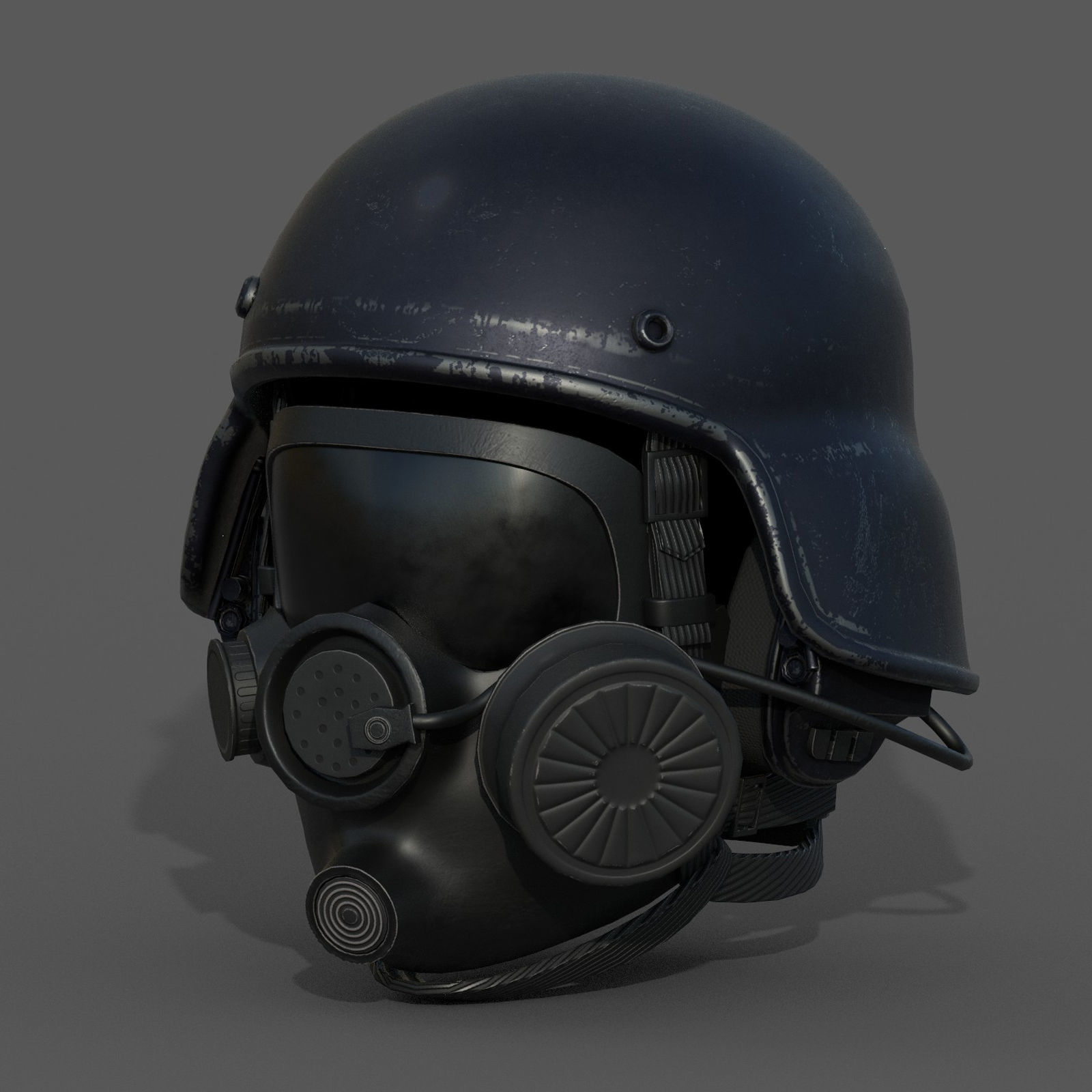 Gas mask helmet 3d model military protection pollution  Low-poly 3D model_2