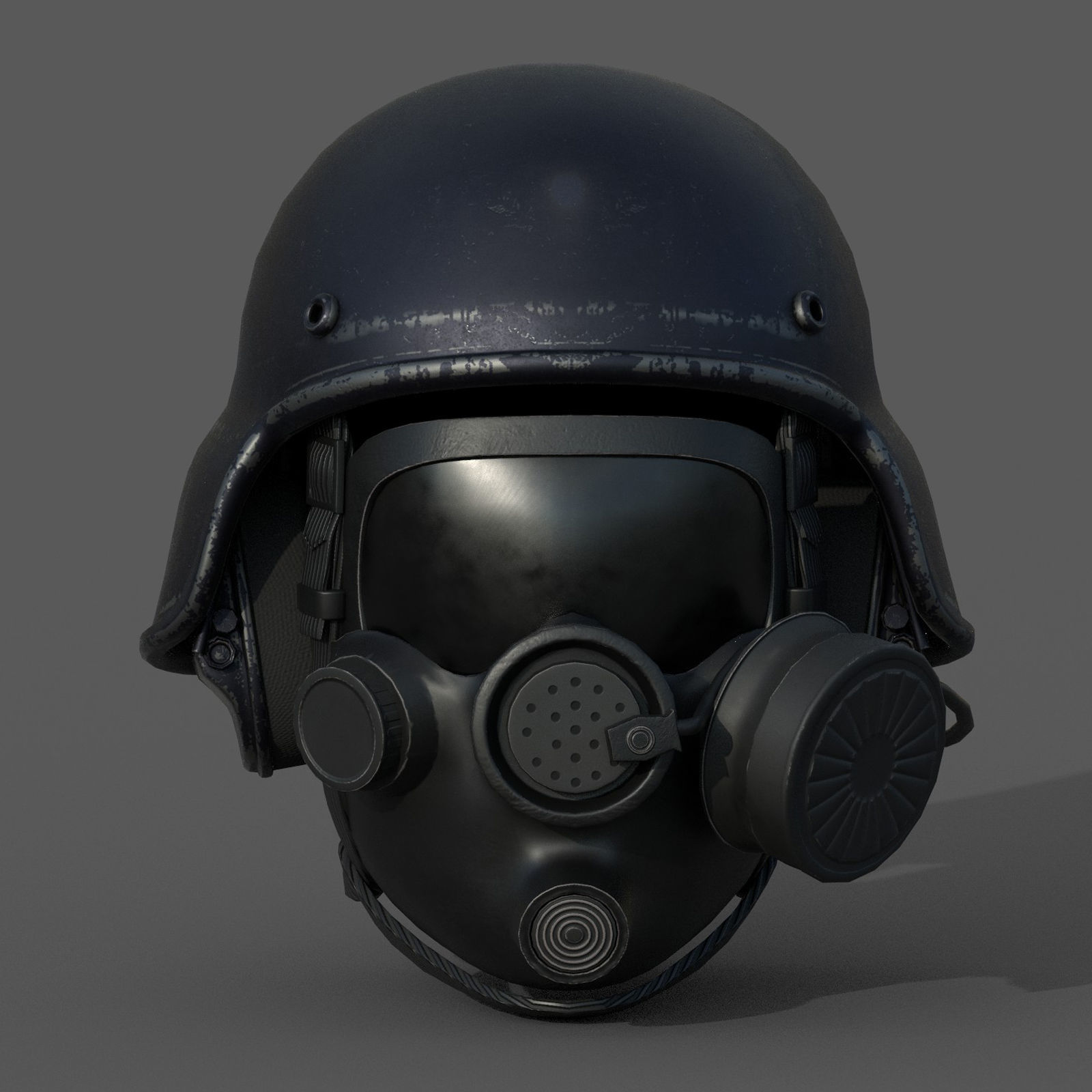 Gas mask helmet 3d model military protection pollution  Low-poly 3D model_3