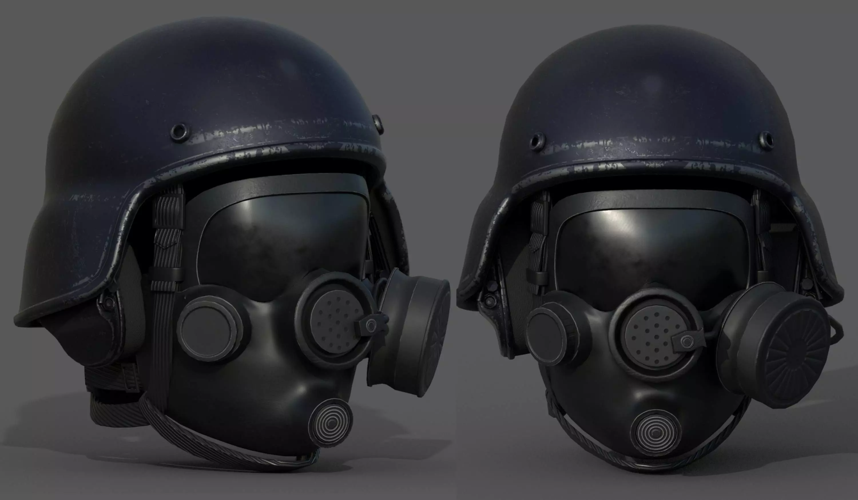 Gas mask helmet 3d model military protection pollution  Low-poly 3D model_0