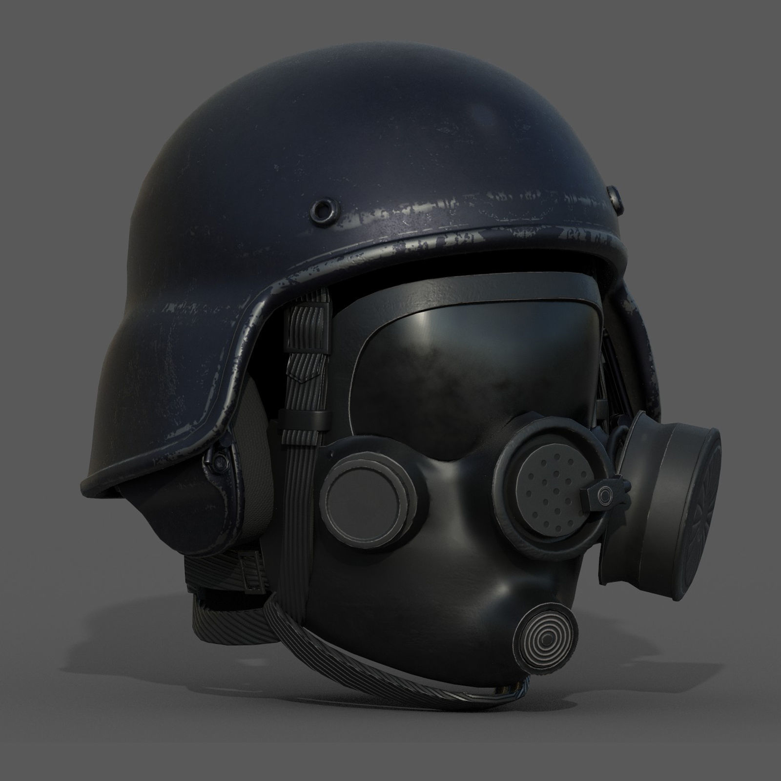 Gas mask helmet 3d model military protection pollution  Low-poly 3D model_1