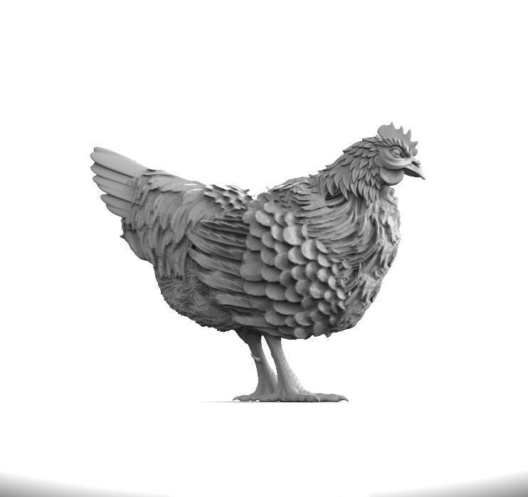 hen sculpture 3D print model_34