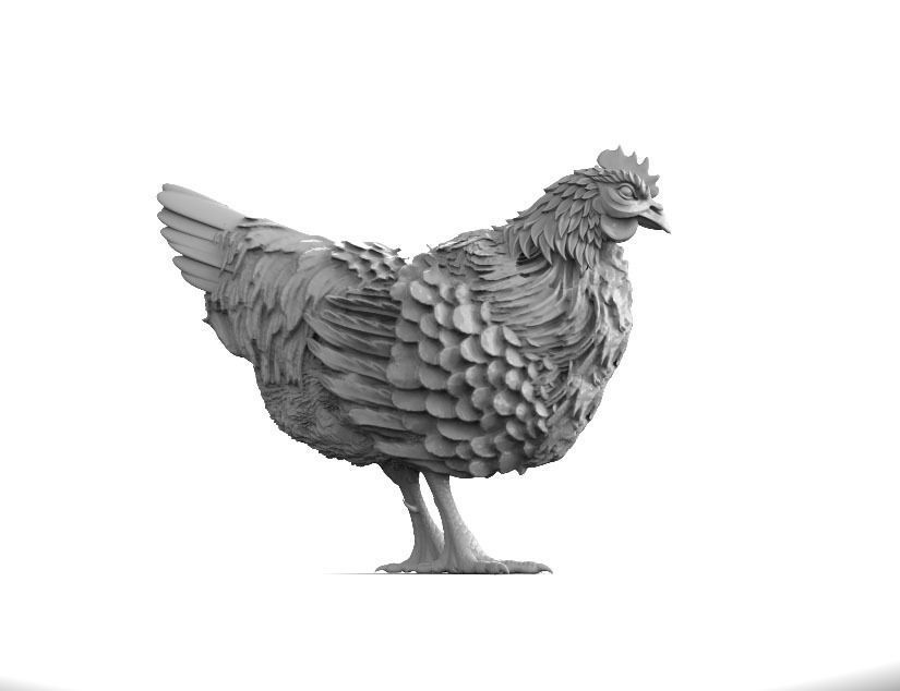 hen sculpture 3D print model_30