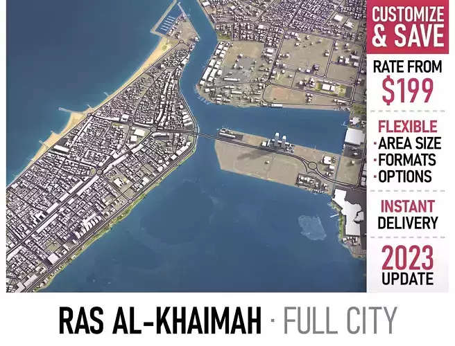 Ras al-Khaimah - 3D City Model Low-poly 3D model