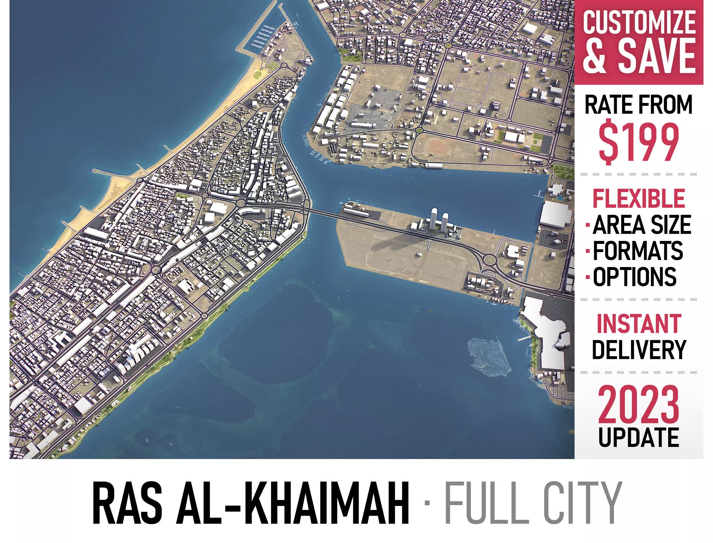 Ras al-Khaimah - 3D City Model Low-poly 3D model_0