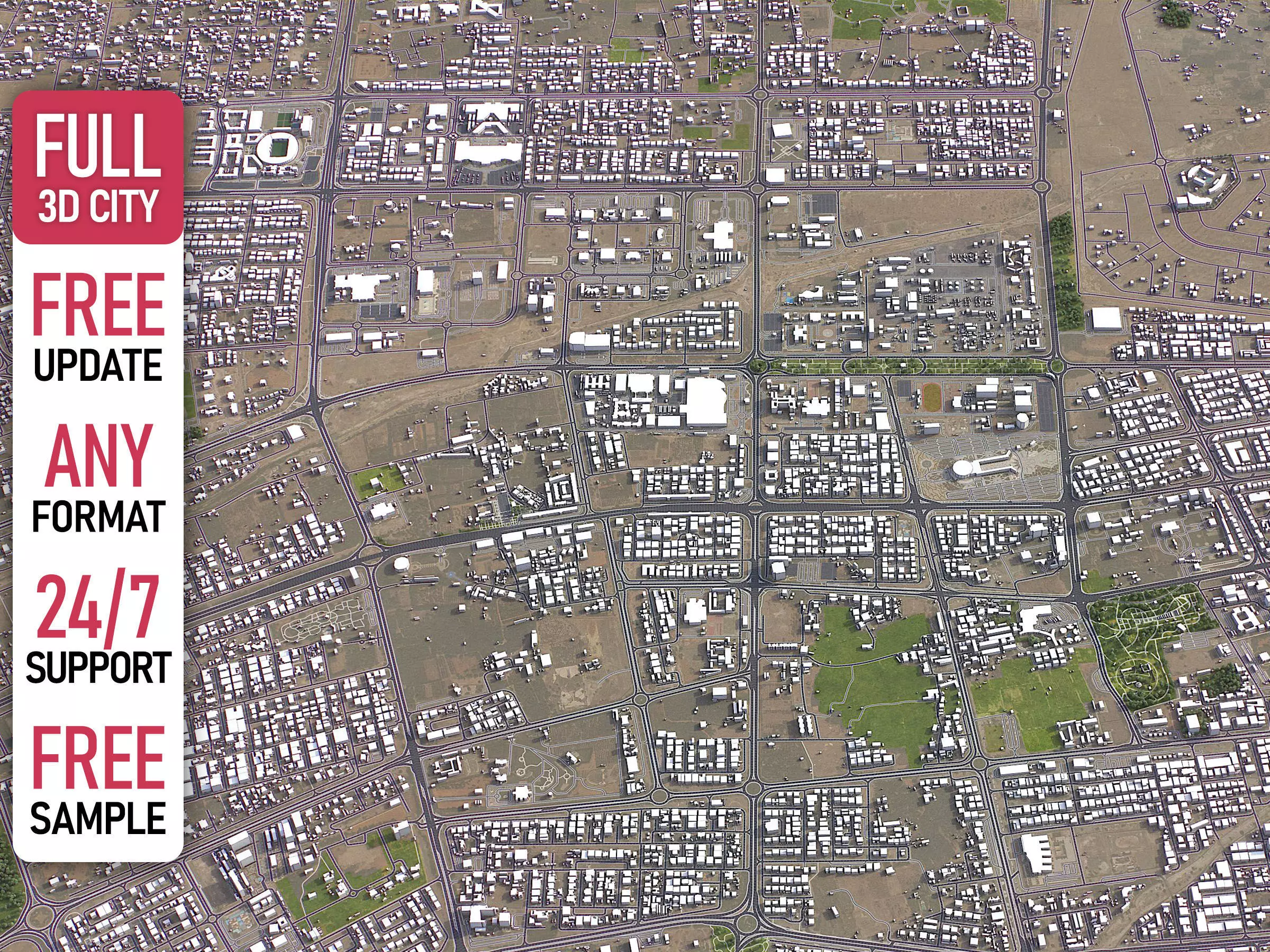 Al Ain - 3D City Model Low-poly 3D model_0