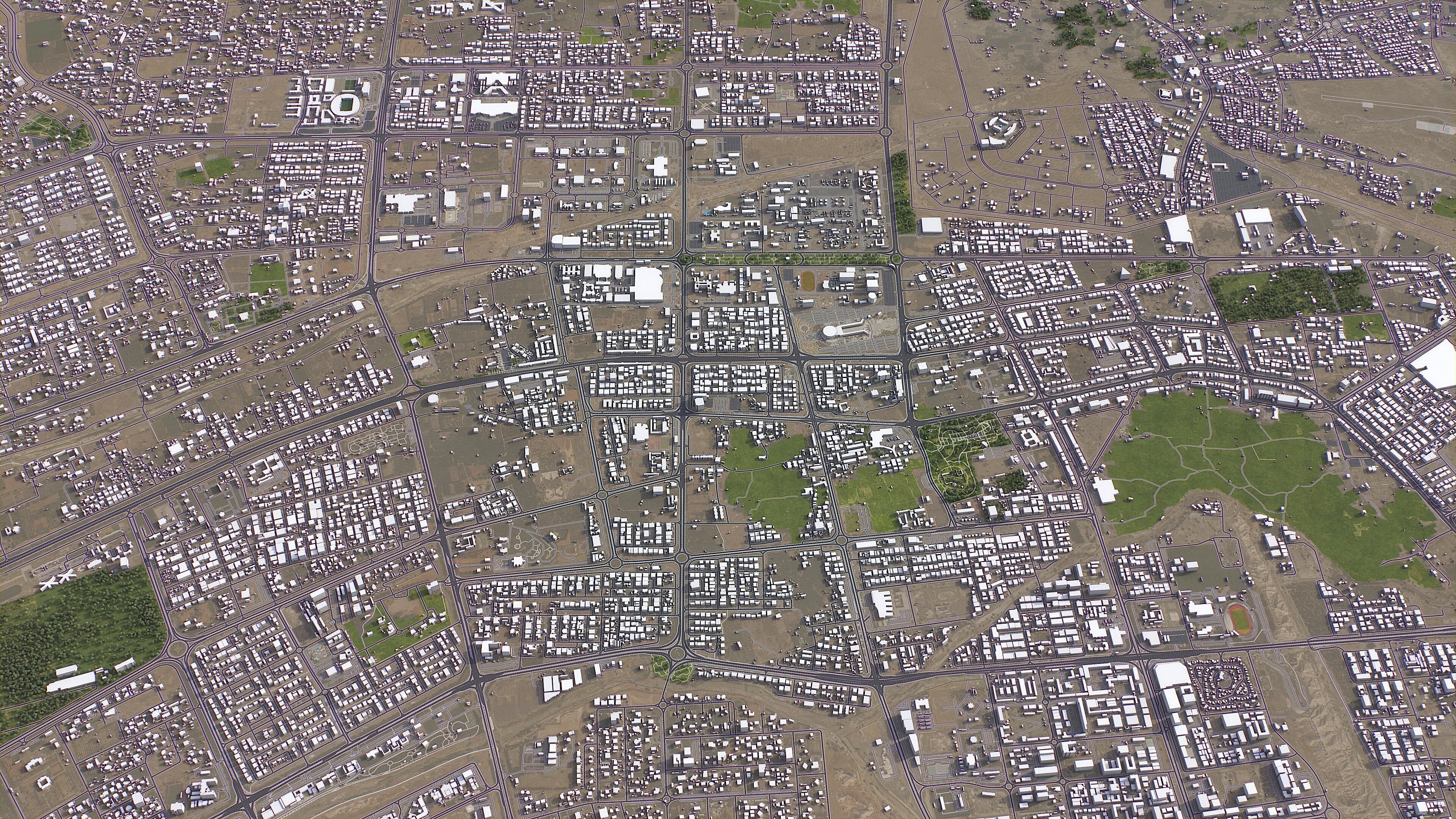 Al Ain - 3D City Model Low-poly 3D model_1