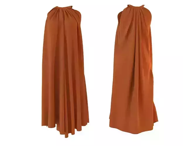 Stylish Designer Women Tent Dress 3D model 3D model