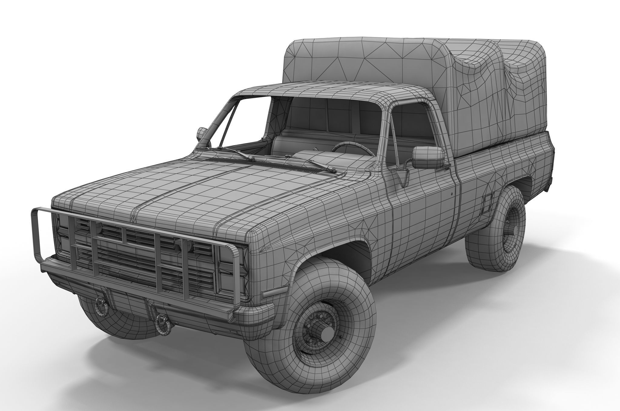 American military truck Low-poly 3D model_10