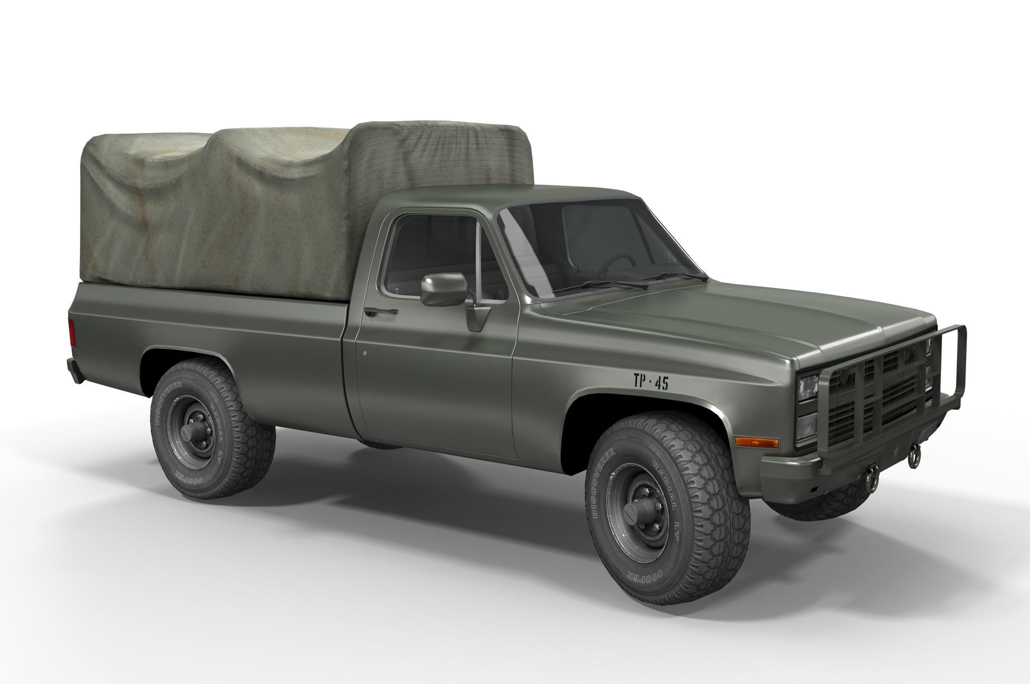 American military truck Low-poly 3D model_2