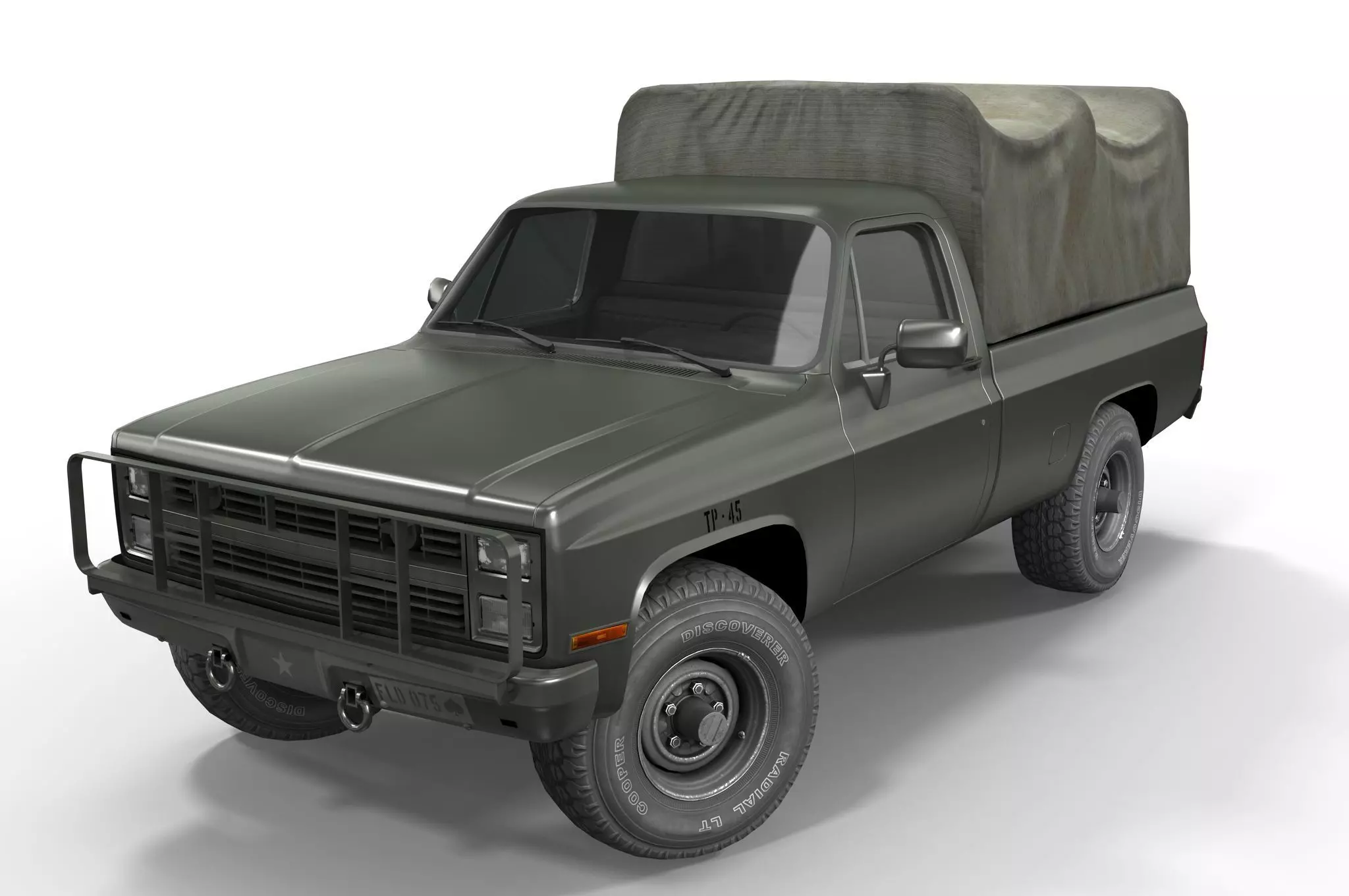 American military truck Low-poly 3D model_0
