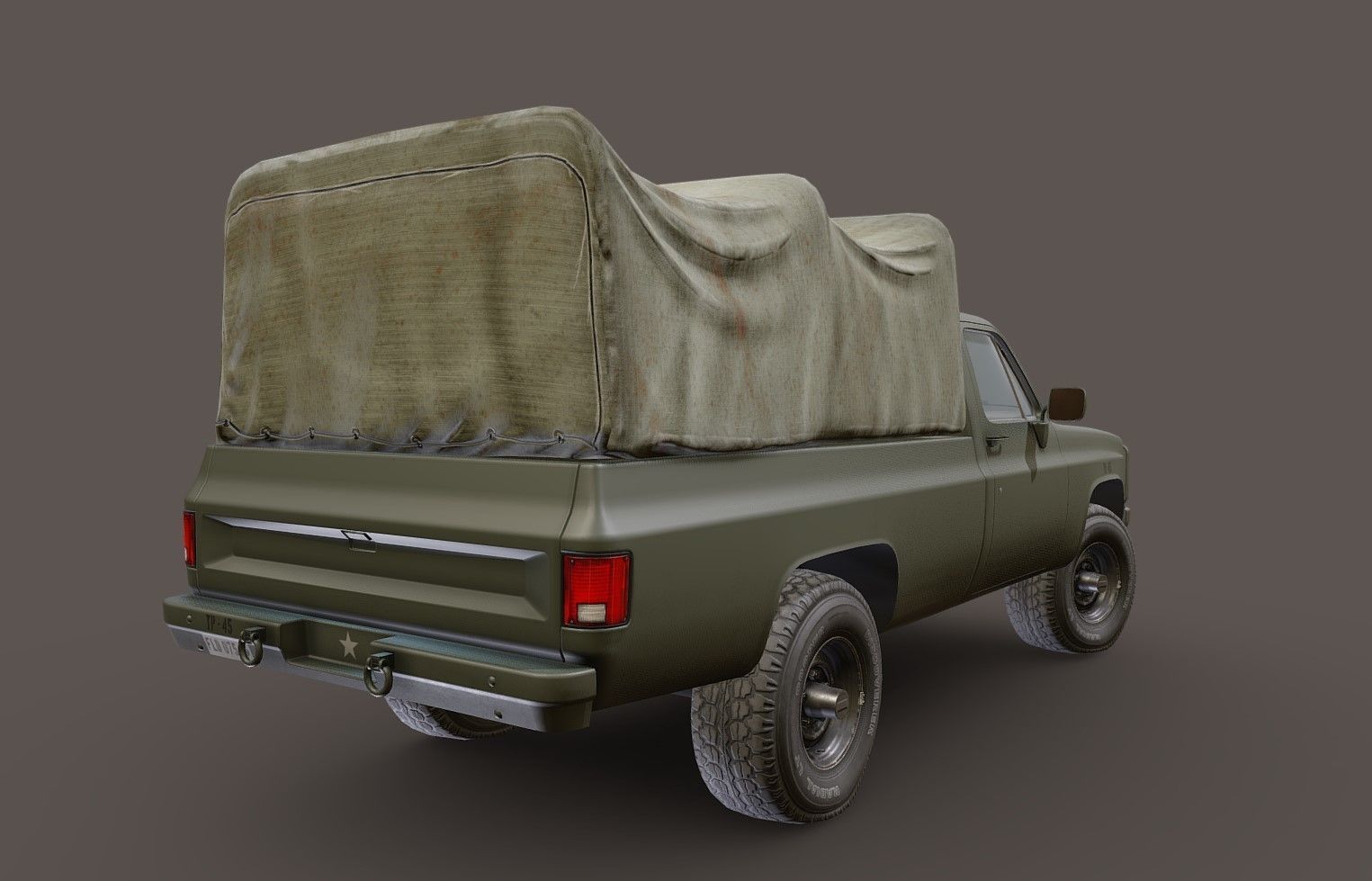 American military truck Low-poly 3D model_34