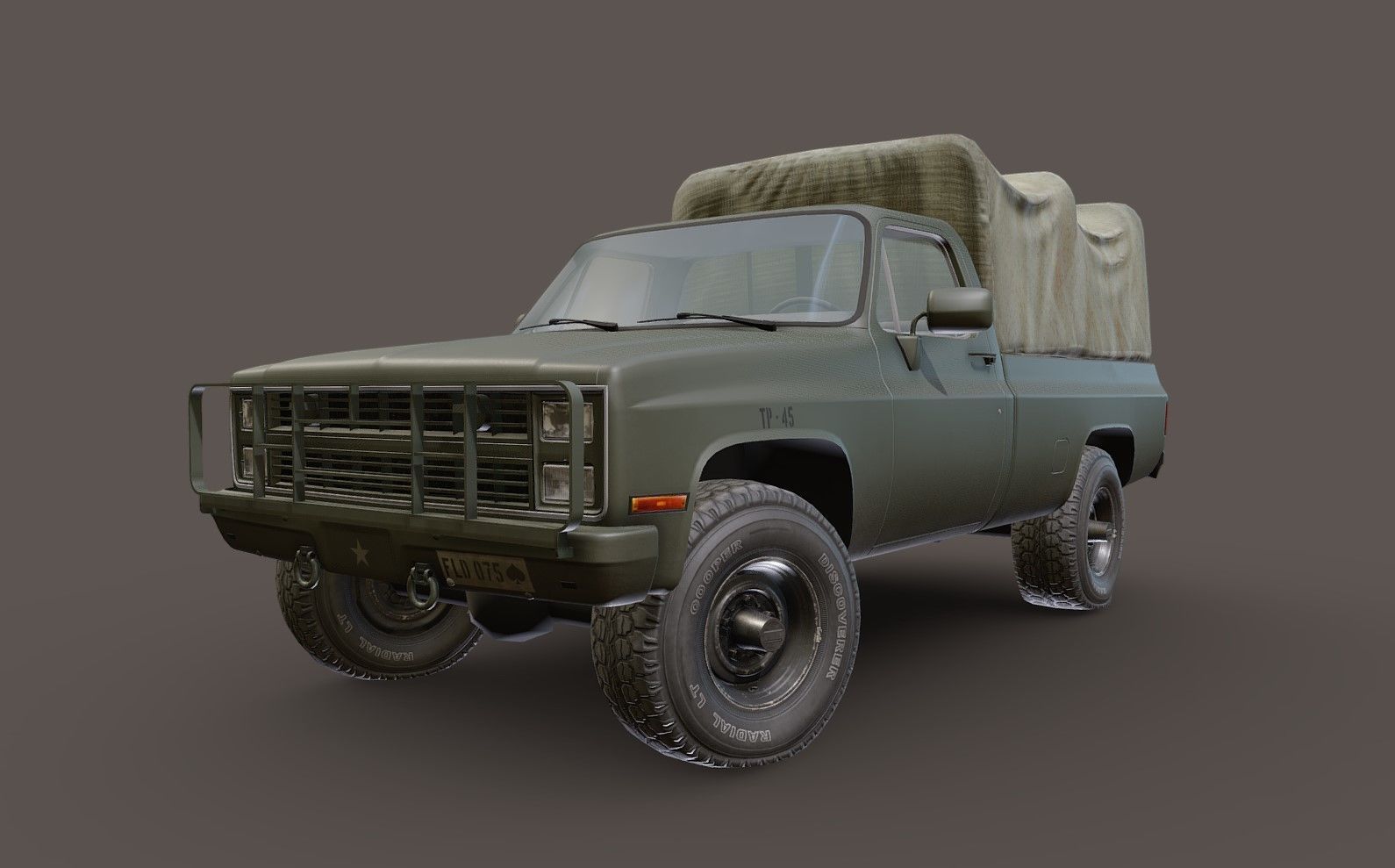 American military truck Low-poly 3D model_33