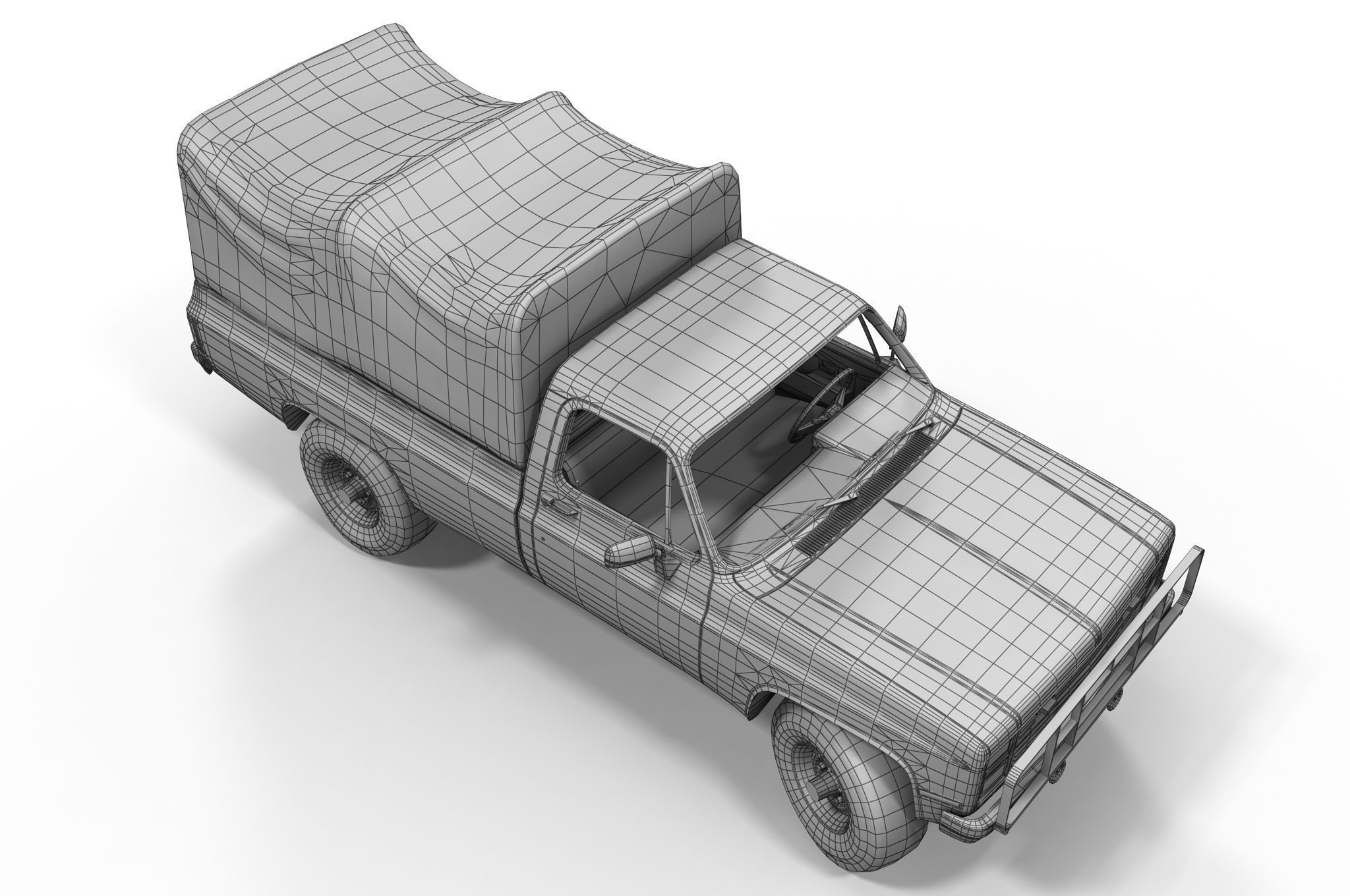 American military truck Low-poly 3D model_12