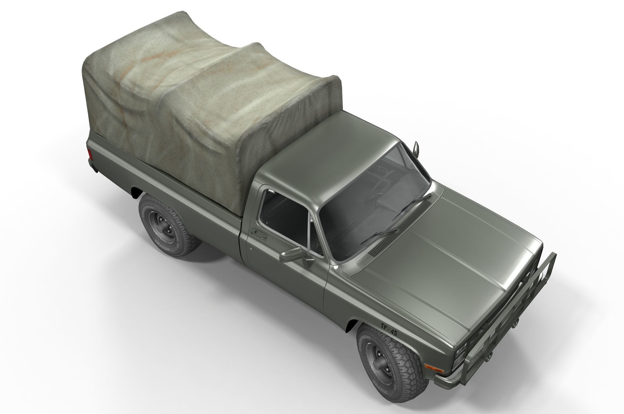American military truck Low-poly 3D model_4