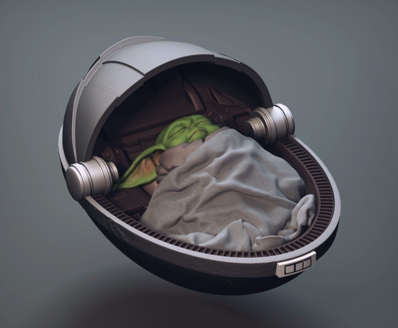 Green Baby  - Sleeping on Floating Pod 3D print model_4