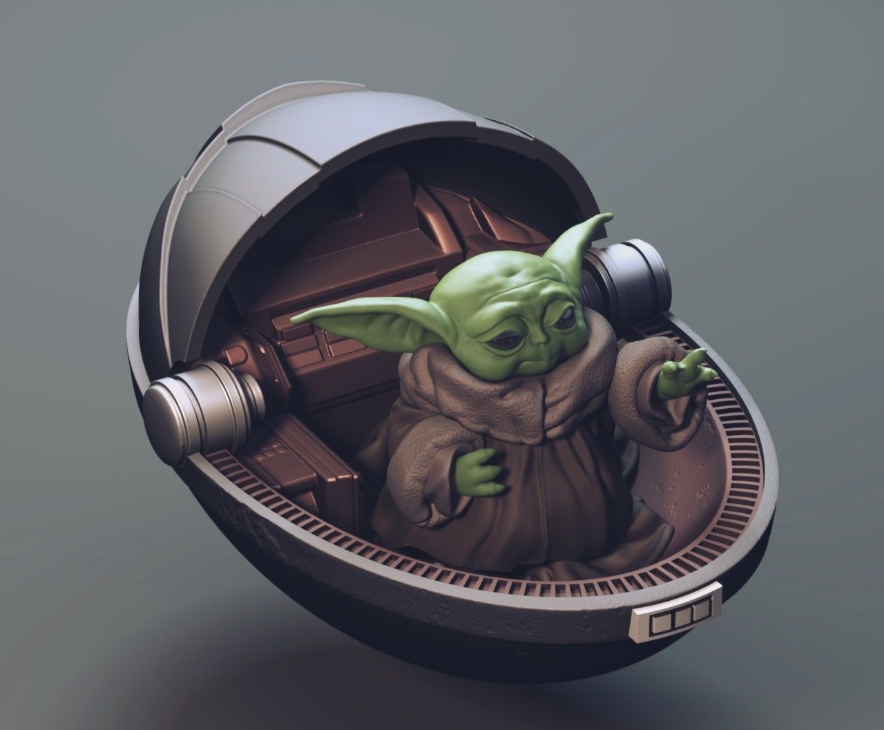 Green Baby  - Sleeping on Floating Pod 3D print model_3