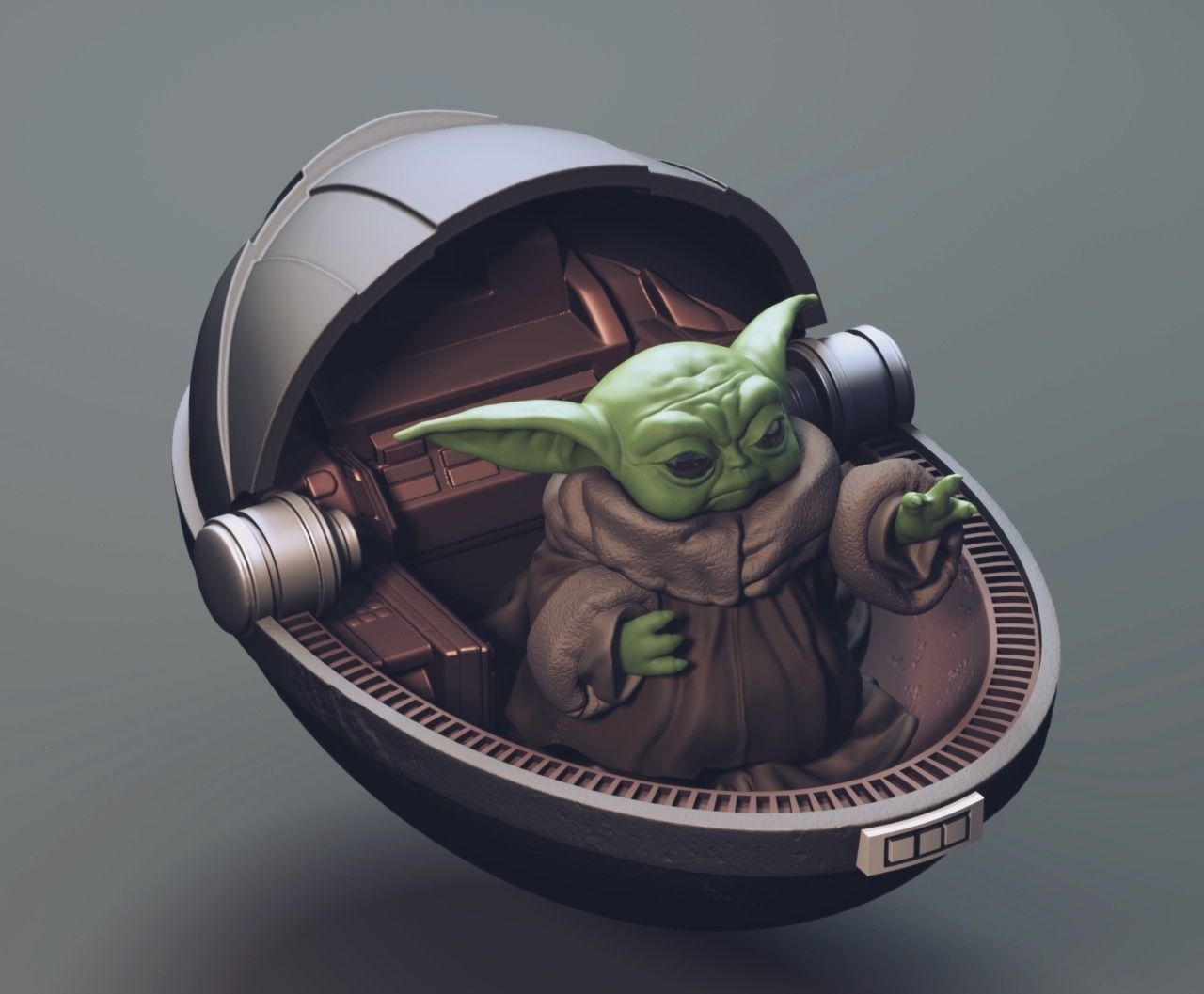 Green Baby  - Sleeping on Floating Pod 3D print model_2