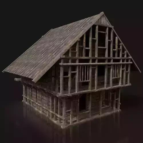 Next Gen AAA FANTASY MEDIEVAL VIKING WOODEN TOWN HOUSE Low-poly 3D model