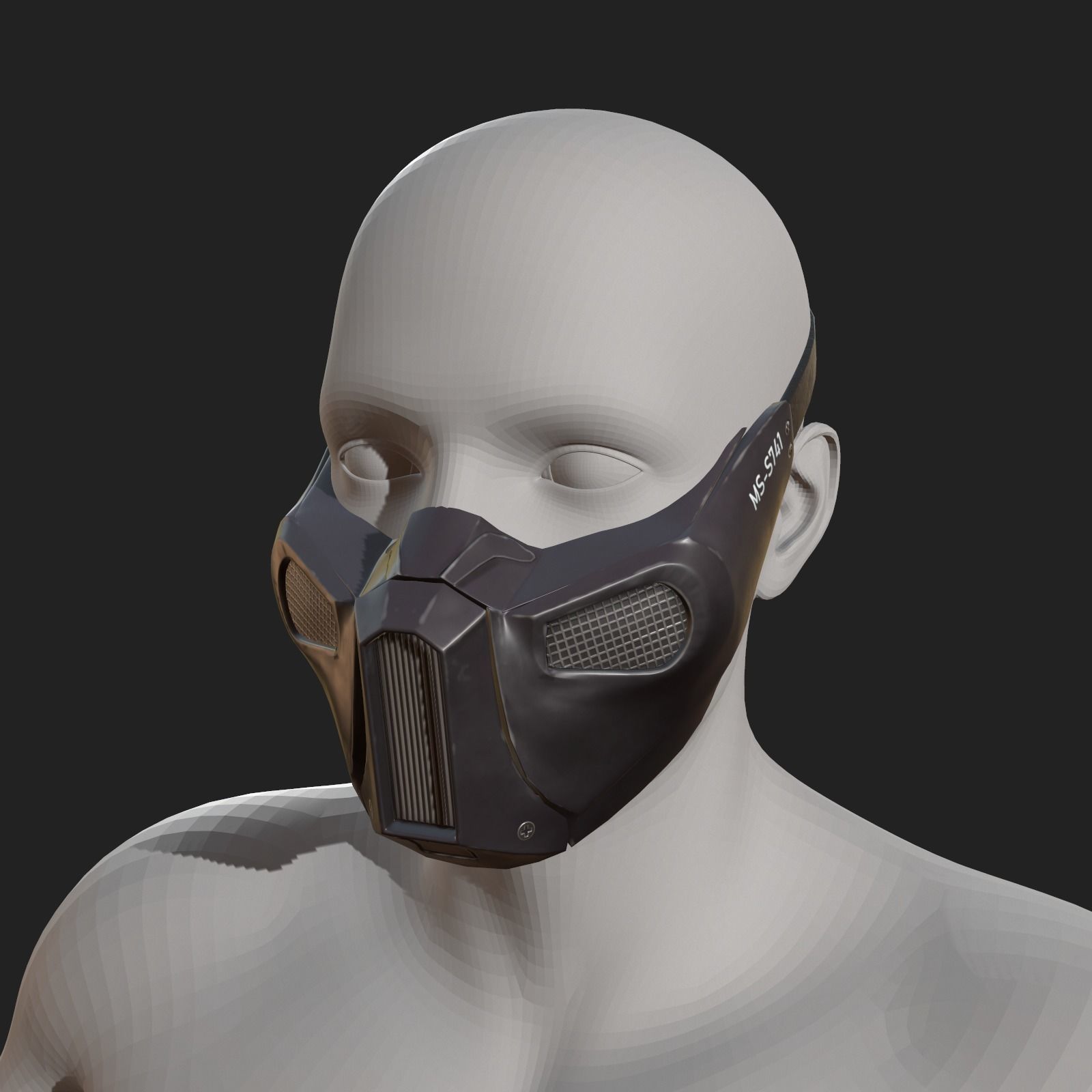 Gas mask helmet protection pollution scifi fantasy  Low-poly 3D model_6