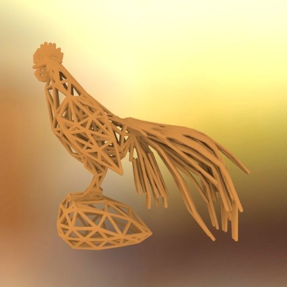 Longcrower wooden rooster 3D print model_26