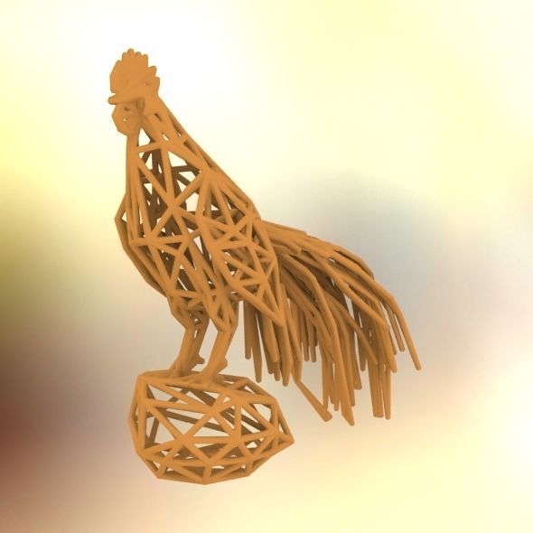 Longcrower wooden rooster 3D print model_5
