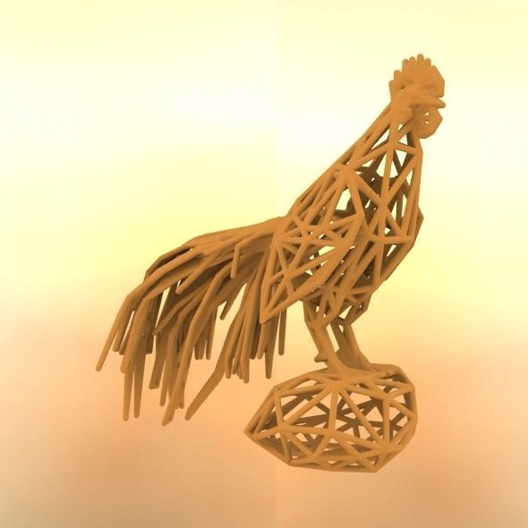 Longcrower wooden rooster 3D print model_11